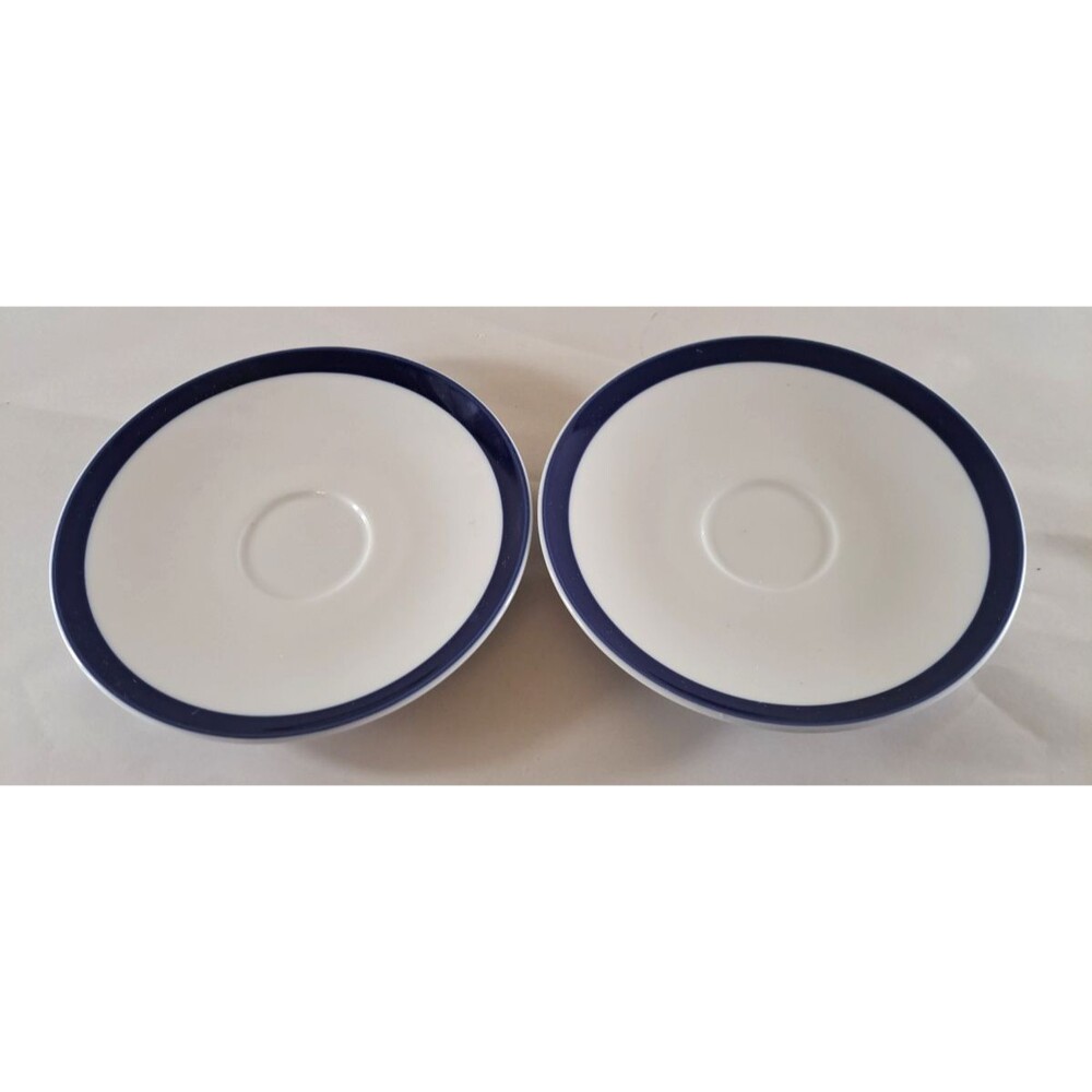 Williams Sonoma Brasserie Blue Saucers Set of 2 Navy Stripe Japan Replacements